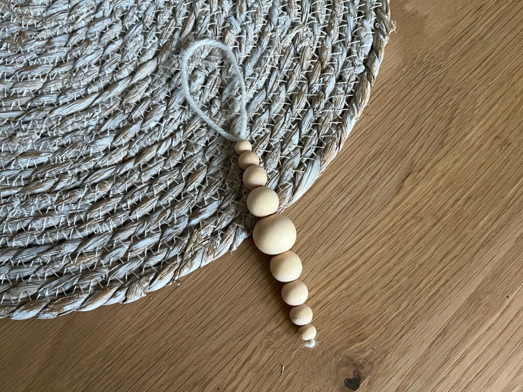 Set of 3 Wooden Bead Icicle Bauble | Scandi tree decoration | minimal Christmas | bead tree decor | snowflake bead tree decoration